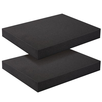 2 Pack Black Packing Foam Sheets, 2 inch Polyurethane Cushioning Inserts for Cases, Moving, 12 x 16 in