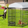 Large Dog Kennel Outside Dog Cage With Roof, Heavy Duty Outdoor Pet Pens With Stainless Steel Bowls for Yard Garden Backyard - 2 of 4