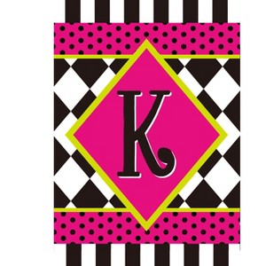 Briarwood Lane Everyday Garden Flag 12x18 For Outdoor Neon Checkerboard Monogram - K Garden Flag Flags For Outside - 1 of 4