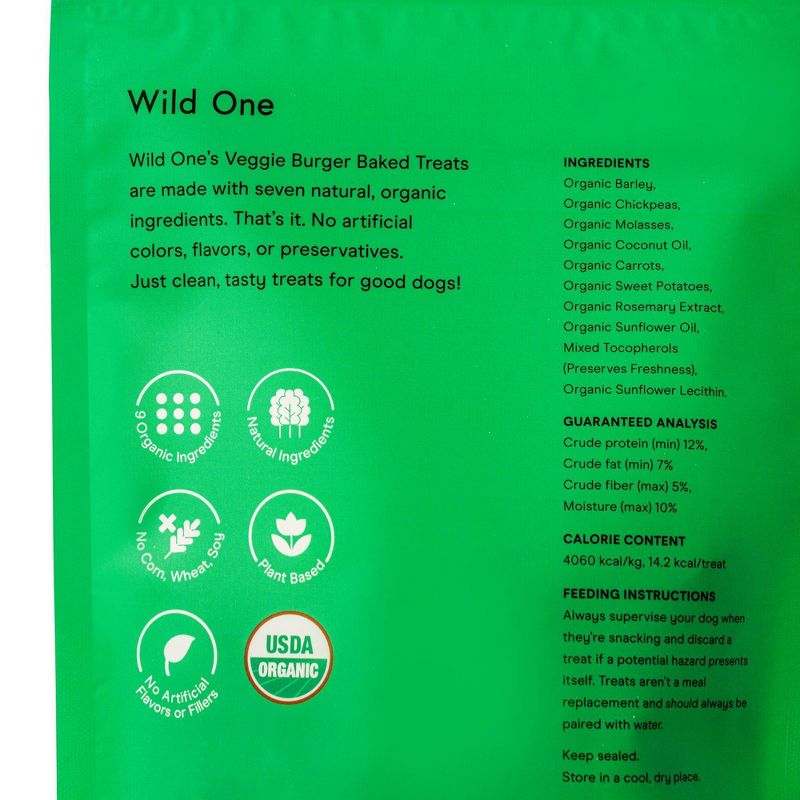 Wild One Organic Baked Veggie Burger with Sweet Potato, Carrot and Chickpea Dog Treats - 8oz, 4 of 7