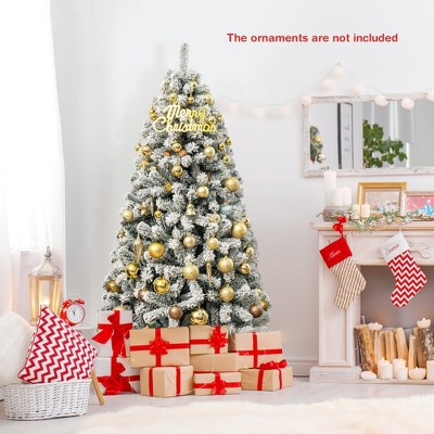 6ft Snow Flocked White Artificial Christmas Tree with Metal Stand