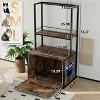 Akoasm 55 Inch Hidden Enclosure Furniture Cat Litter Box With Shelves And Airer-Brown - 2 of 4