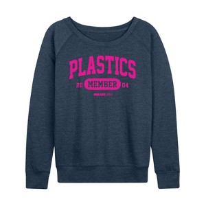 Women's - Mean Girls - Plastics Member Lightweight French Terry Wide Neck Long Sleeve Shirt - 1 of 4