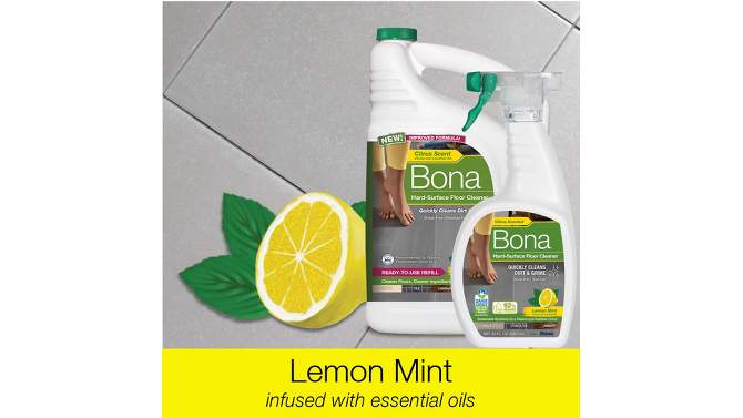 Bona Lemon Mint Cleaning Products Multi-Surface Cleaner Spray + Mop All Purpose Floor Cleaner - 32oz, 2 of 14, play video