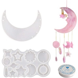 JDICTION Wind Chimes Resin Molds Silicone Bundle - Moon Mold + DIY Supplies for Epoxy Acrylic Resin Home Decor Art - 1 of 4