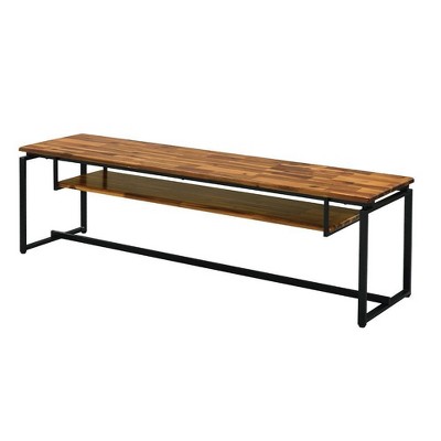 Jurgen 67" Black Metal and Weathered Oak TV Stand