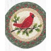 Earth Rugs Holly Cardinal Round Braided Jute Coaster – 7"x7" Rustic Hand-Stenciled Holiday Drink Mat - 3 of 3