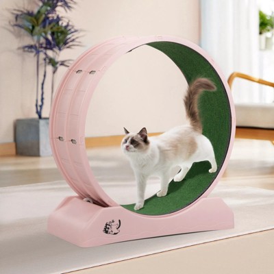 Bencmate Pet Toy,Small Animal Exercise Treadmill w/ Locking Mechanism, Carpet Runway, Cat Teaser Toy,Indoo, Pink(31.5"*13.2"*33.85")