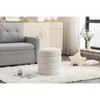 Okak Modern Round Ottoman Bench Vanity Stool Chair Soft Boucle Upholstered Makeup Footrest Stool for Couch Living Room Bedroom Entrance, White - 2 of 4