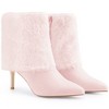 BLISSFUL STEP Women's Faux Fur Stiletto Heel Pointed Toe Ankle Booties - 4 of 4