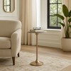 Elegant End Table, Side Table, or Small Night Stand for Room Decor - Slim Metal Drink Table with Marble Top and Trumpet Base - 3 of 4