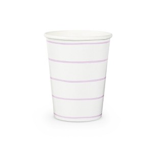 Daydream Society - Lilac Frenchie Striped 9 oz Cups - Pack of 8 Paper Cups - 1 of 1