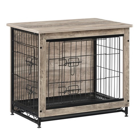 Pawhut Wooden Dog Crate Furniture Wire Pet Cage Kennel, End Table With  Double Doors, And Locks, For Medium And Large Dog House Indoor Use : Target