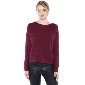 J CASHMERE Women's 100% Pure Cashmere Horizontal Rib Boatneck Raglan Sweater - 1 of 4