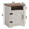 Farmhouse Nightstand with Storage Cabinet,Bedside Table with Barn Door and Open Shelf,Rustic End Table for Bedroom or Living Room-LAOTIES - 4 of 4