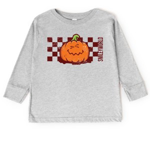 The Juniper Shop SmileyWorld Pumpkin Face Checkered Toddler Long Sleeve Tee - 1 of 4
