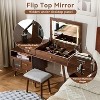 3-in-1 Vanity Desk with LED Lighted Flip Mirror and Adjustable Slide-Out Cabinet, Makeup Dressing Table with Stool - 3 of 4