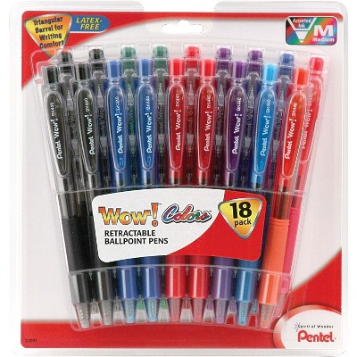 Pentel WOW Retractable Ballpoint Pens Medium BK440PC18M