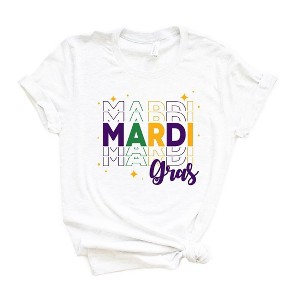 Simply Sage Market Women's Mardi Gras Stacked Short Sleeve Graphic Tee - 1 of 3