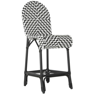 Shea Black and White Wicker Indoor/Outdoor Counter Stool
