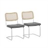 VYNXARIA Set of 2, Leather Dining Chair with High-Density Sponge, Rattan Chair for Dining room, Living room, Bedroom, Gray - 3 of 4