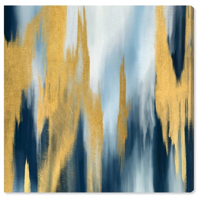 12" x 12" Golden Waterfalls Abstract Unframed Canvas Wall Art in Gold - Oliver Gal