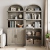Coolmee Wooden Bookcase with Doors, 71.65 inch Tall Arched Bookshelf, Farmhouse Cabinet with Shelves for Home Office, Living Room - 4 of 4