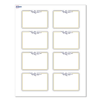 Avery® Name Tags, 2-1/3" x 3-3/8", Gold/Navy Border w/ Florals, 80ct