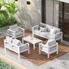 Heynemo Aluminum Outdoor Patio Furniture Set, Outdoor Sectional Metal Sofa with 5'' Cushion and Coffee Table for Balcony, Garden - 2 of 4