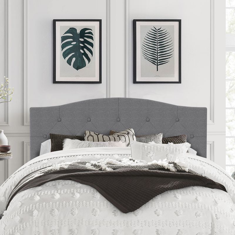 Full/Queen Provence Upholstered Arch Adjustable Tufted Headboard Glacier Gray - Hillsdale Furniture, 3 of 7