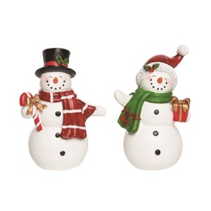 Transpac Christmas Resin Vintage Snowman Figurine Set of 2 Christmas Home Decorations - 1 of 1