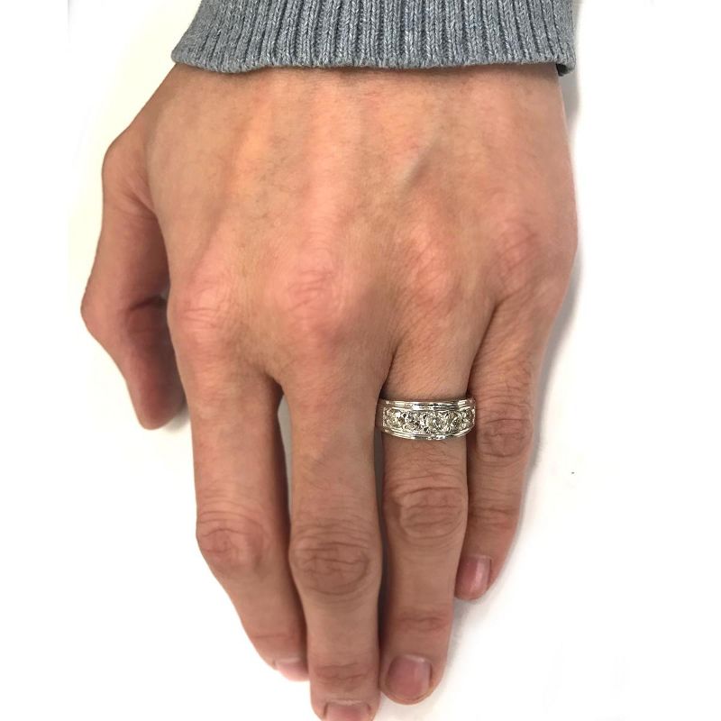 Pompeii3 1 ct Mens Diamond Five Stone Wedding Ring 10k White Gold, 4 of 6