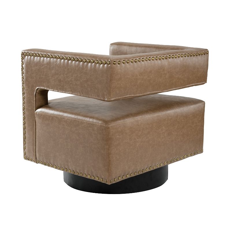 Set of 2 Francesca Comfy Swivel Barrel Chair for Bedroom with Nailhead Trim | ARTFUL LIVING DESIGN, 4 of 10