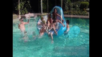 Aqua Cradle Blue and White Inflatable Pool Lounger for Two