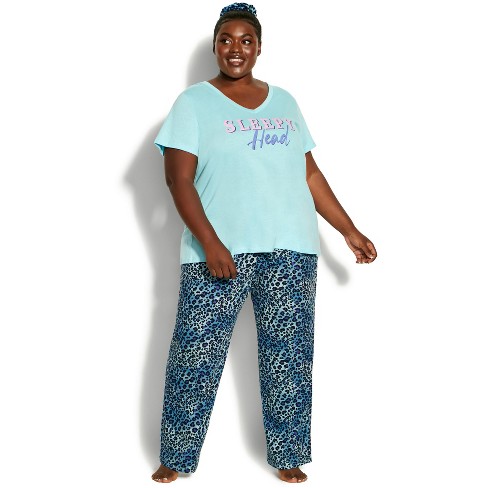 Lands' End Women's Tall Knit Pajama Set Long Sleeve T-shirt And