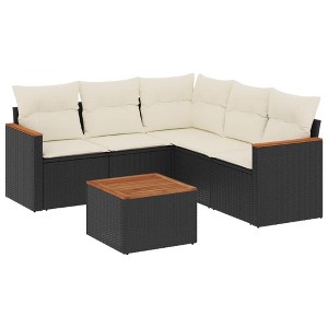vidaXL Garden Sofa Set Black - 1 of 4