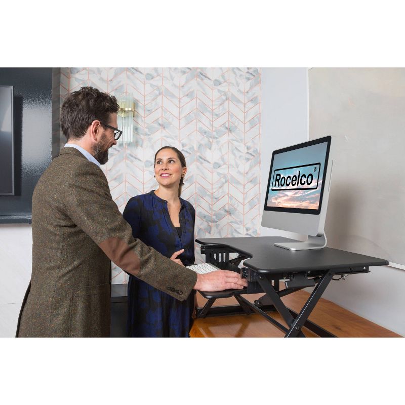 Ergonomic Height Adjustable Sit to Stand Desk Computer Riser - Rocelco, 4 of 10