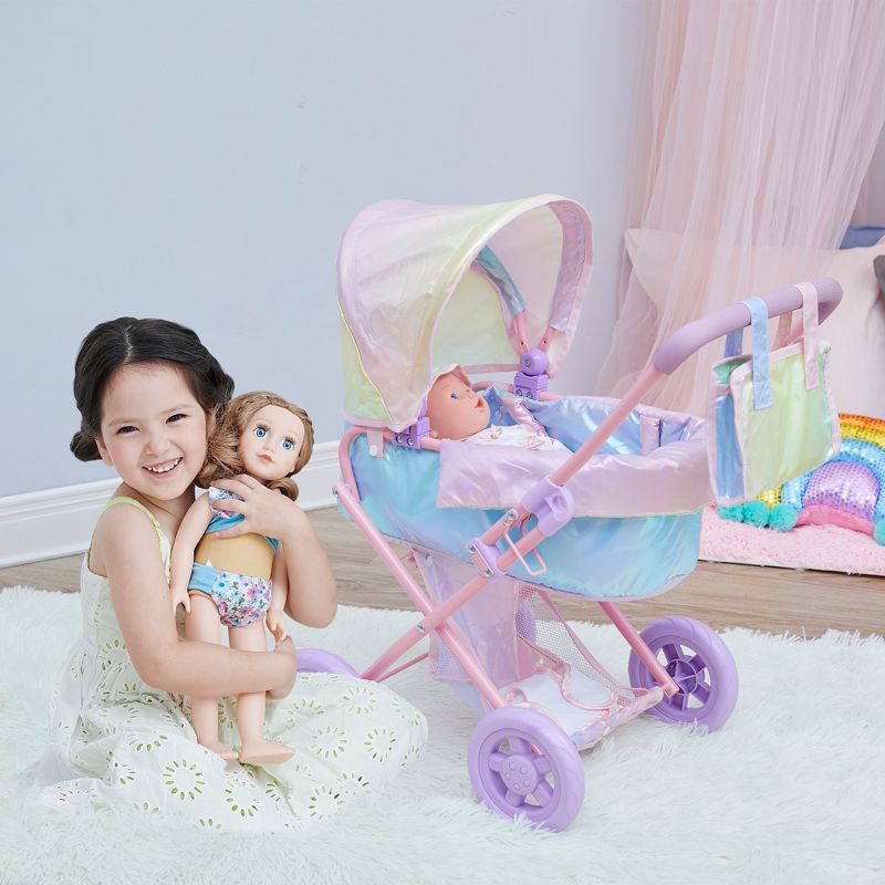 Olivia's Little World Baby Doll Stroller Buggy Pram Iridescent Color OL-00017, 4 of 14
