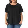 Women's Plus Size Crew Neck Short Sleeve Flowy Pleated Dressy Casual Tunic Blouses - Agnes Orinda - 2 of 4