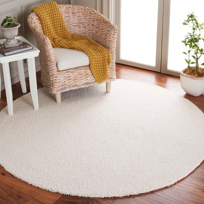 Ivory Beige 6' Round Handmade Wool Tufted Rug