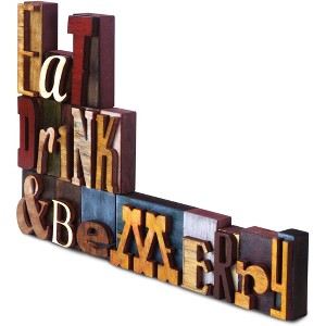 Pavilion Gift Company - Eat, Drink & Be Merry - 18" x 12" Wood Block Letters - Wall Sign Panels - 1 of 4