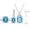 EVERLY JEWELRY | 23 3/8ct TGW Octagon-Cut Sky Blue and White Topaz Heart Earrings, Pendant with Cable Chain, and Cocktail Ring Set in Sterling Silver - 3 of 4