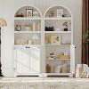 72'' Arched 5-Tier Bookcase w/ Doors & Adjustable Shelves, Wood Storage Cabinet for Living Room, Bedroom, Office - 3 of 4