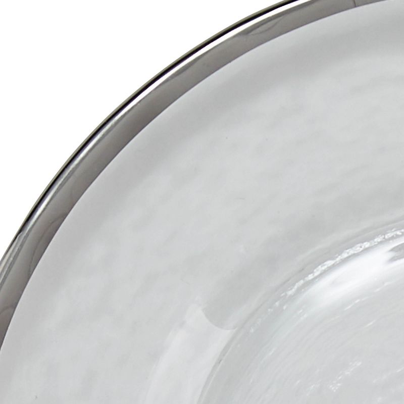 Split P Metallic Rim Silver Glass Salad Plate Set of 4, 3 of 4