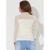 INSPIRE CHIC Women's Solid Mock Neck Mesh Sheer Long Sleeve Ruched Blouses - 3 of 4