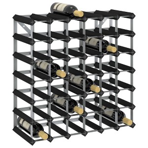 vidaXL Wine Rack for 42 Bottles Black Solid Pine Wood - 1 of 4