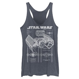 Womens Star Wars TIE Fighter Schematic Racerback Tank - 1 of 4