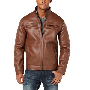 I.N.C International Concepts Mens Lionel Faux-Leather Jacket, Brown, XX-Large - 1 of 1