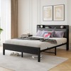 GDFStudio Lyra Modern Metal and Wooden Platform Bed Frame with Storage Headboard and Charging Station - 2 of 4