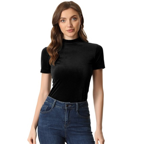 Women's Ribbed Mockneck Sweater, Women's Tops